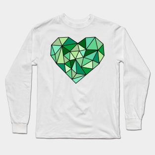 Green Crystal Heart Long Sleeve T-Shirt